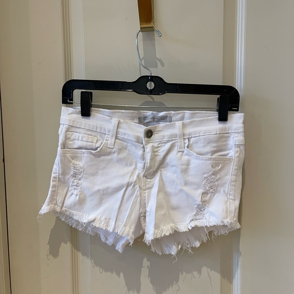 Flying Monkey White Distressed Denim Jean Shorts